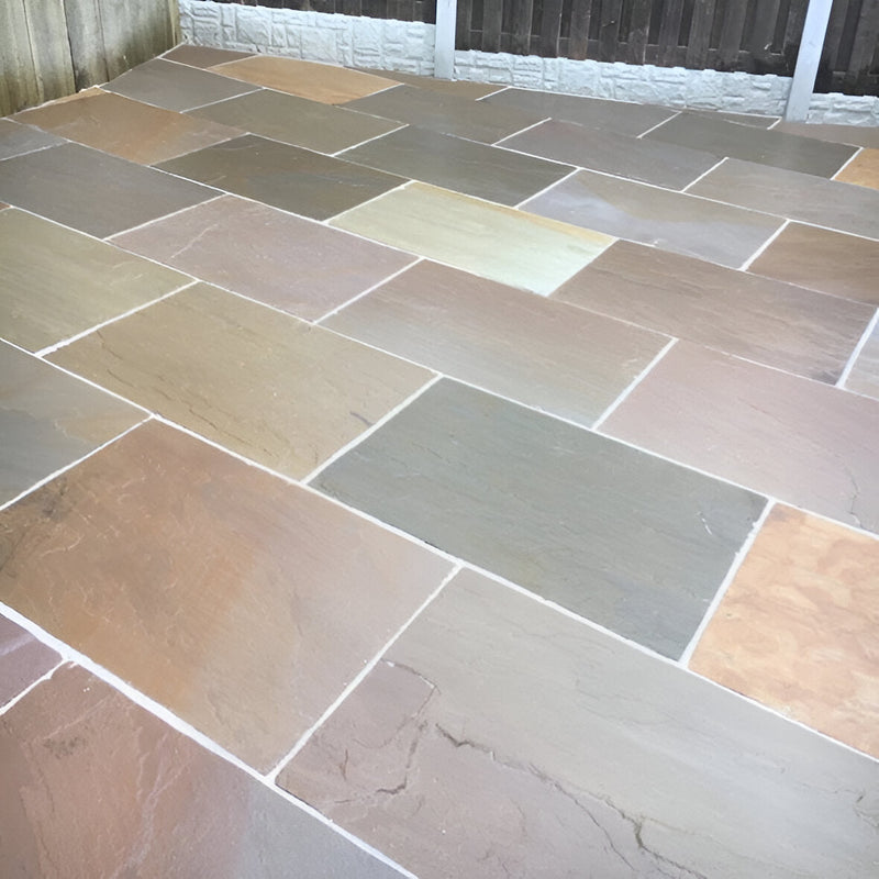 Load image into Gallery viewer, Autumn Gold Indian Sandstone Paving - 900 x 600 x 22mm - Hand Cut &amp; Riven

