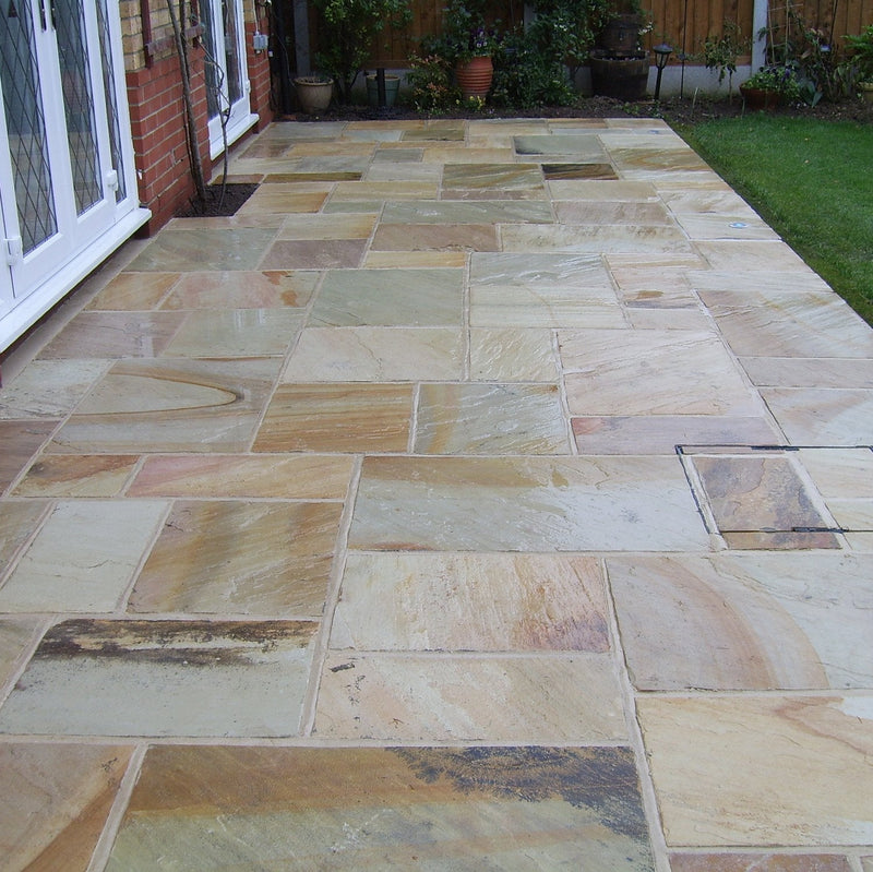 Load image into Gallery viewer, Buff Indian Sandstone Paving - 600 x 600 x 22mm - Hand Cut &amp; Riven
