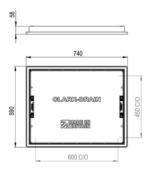 Clark Manhole Cover CD 790R/46 - 600 x 450 x 46mm