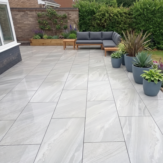 Cross Over - Grey Porcelain Paving Tiles - 900 x 600 x 20mm