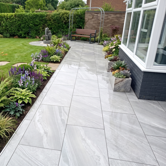 Cross Over - Grey Porcelain Paving Tiles - 900 x 600 x 20mm
