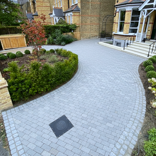 Dark Grey Granite Block Paving - 200 x 100 x 100mm - Sawn, Tumbled & Honed