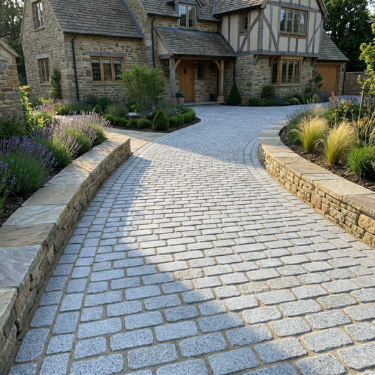 Dark Grey Granite Block Paving - 200 x 100 x 100mm - Sawn, Tumbled & Honed