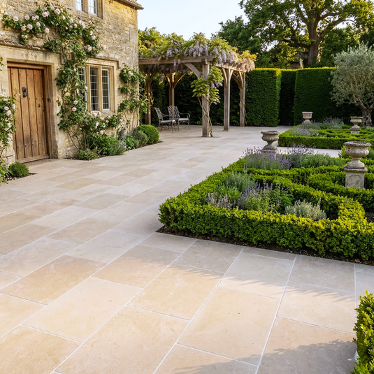 Dijon Limestone - Beige Porcelain Paving Tiles - 900 x 600 x 20mm