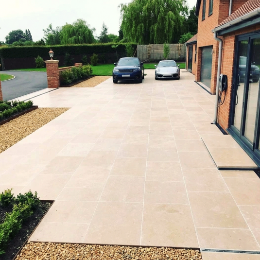Dijon Limestone - Beige Porcelain Paving Tiles - 900 x 600 x 20mm