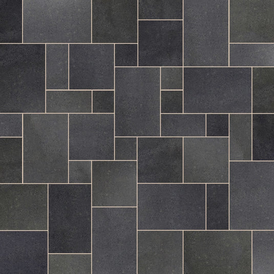 Emperor Black Granite Paving - Patio Pack - Mixed Sizes - Sawn & Brushed - Clearance