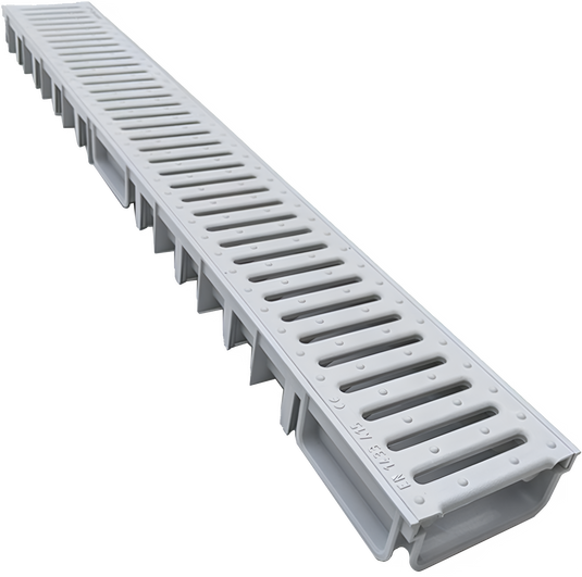 Principal Groundwork - Drainage Channel - Muffle Channel Shallow - PVC Grey - 1000mm