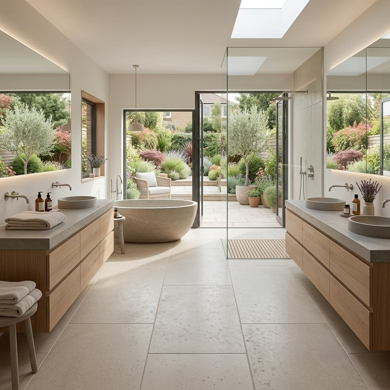 Load image into Gallery viewer, Hampton Limestone Almond - Beige Porcelain Paving Tiles - 900 x 900 x 10mm
