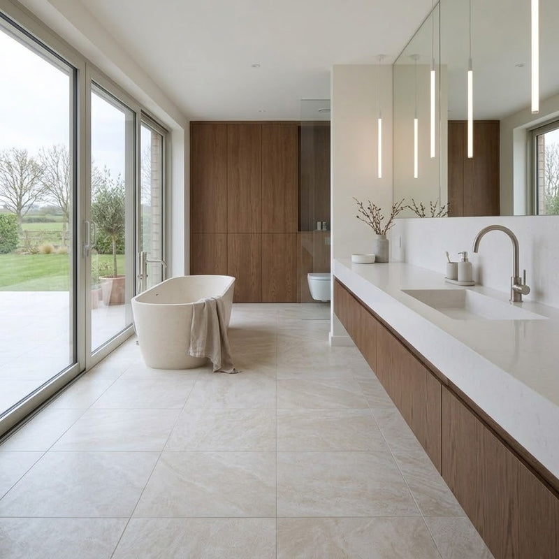 Load image into Gallery viewer, Hampton Limestone - White Porcelain Paving Tiles - 900 x 900 x 10mm
