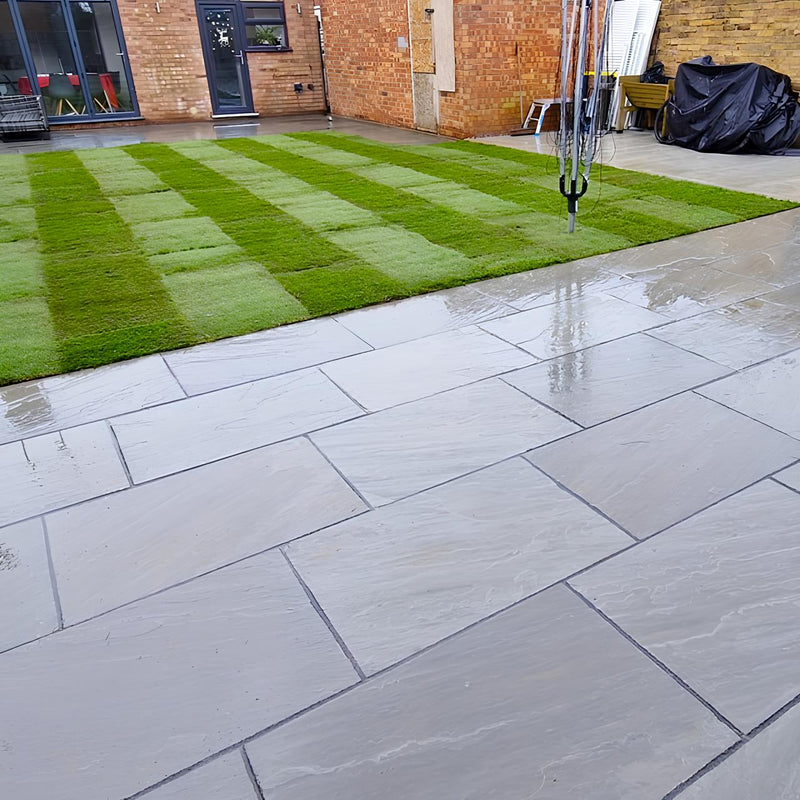 Load image into Gallery viewer, Kandala Grey Indian Sandstone Paving - 900 x 600 x 22mm - Hand Cut &amp; Riven
