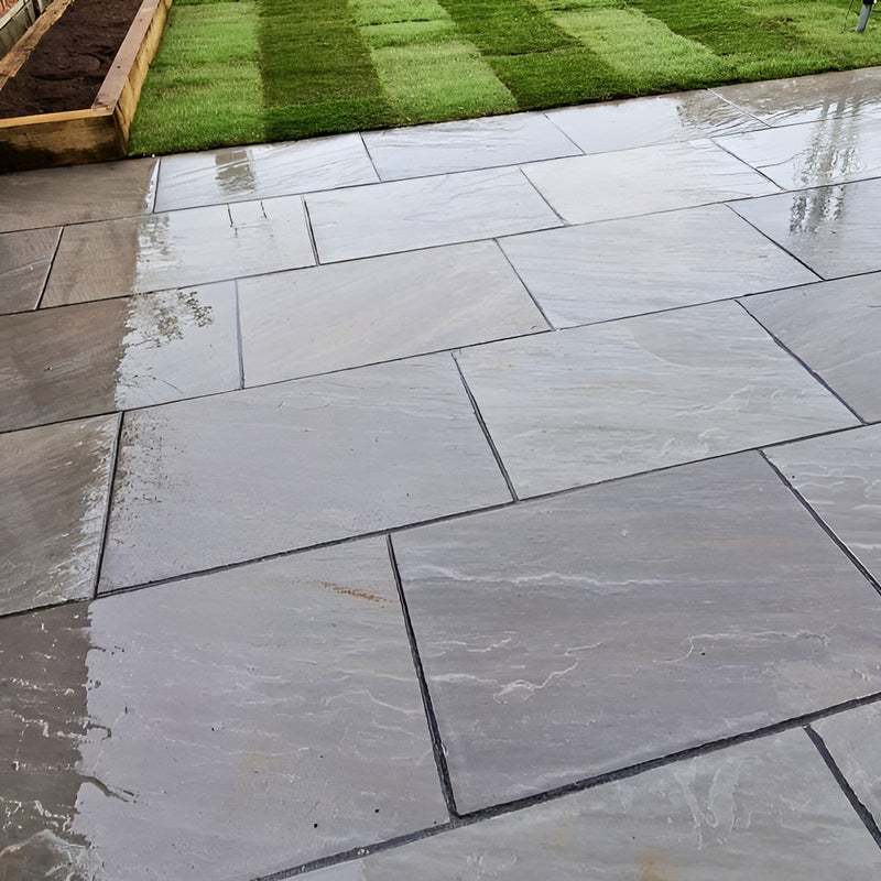 Load image into Gallery viewer, Kandala Grey Indian Sandstone Paving - 600 x 600 x 22mm - Hand Cut &amp; Riven

