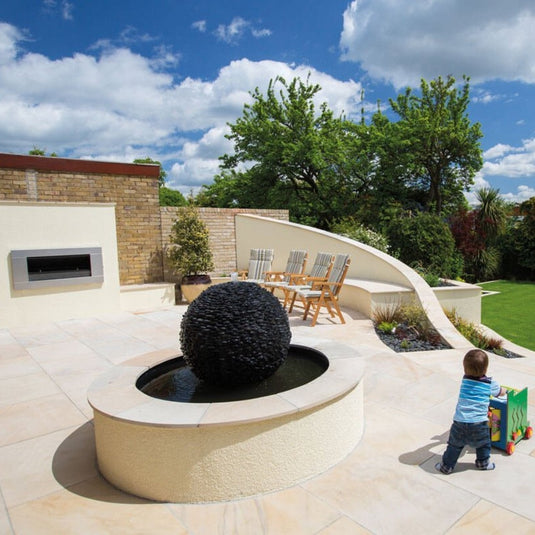 Mint Fossil Indian Sandstone Paving - 295 x 295 x 22mm - Sawn & Honed