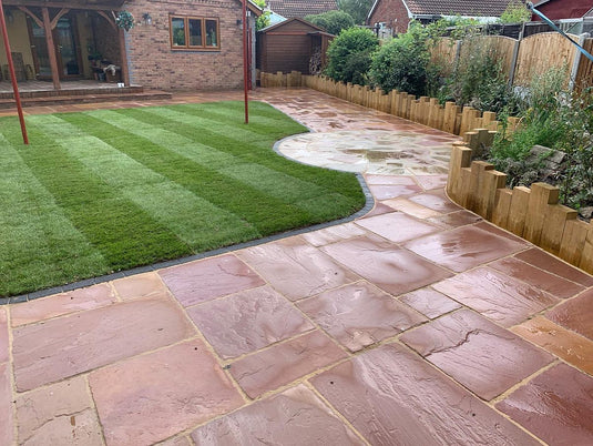 Modak Indian Sandstone Paving - 900 x 600 x 22mm - Hand Cut & Riven