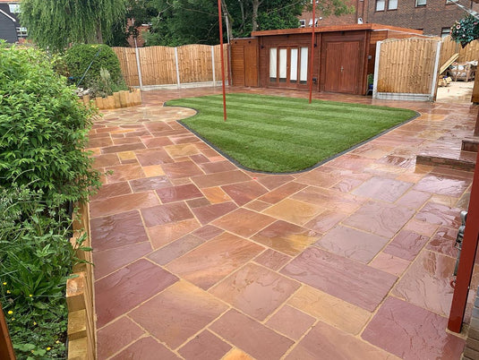 Modak Indian Sandstone Paving - 900 x 600 x 22mm - Hand Cut & Riven