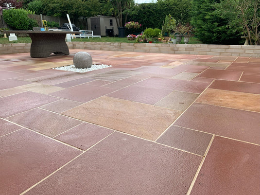 Modak Indian Sandstone Paving - 600 x 295 x 22mm - Sawn & Sandblasted