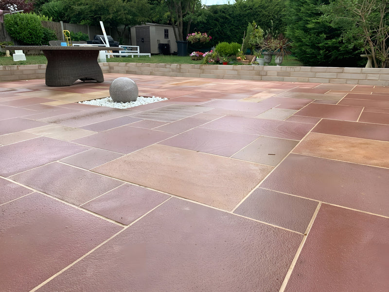 Load image into Gallery viewer, Modak Indian Sandstone Paving - 295 x 295 x 22mm - Sawn &amp; Sandblasted
