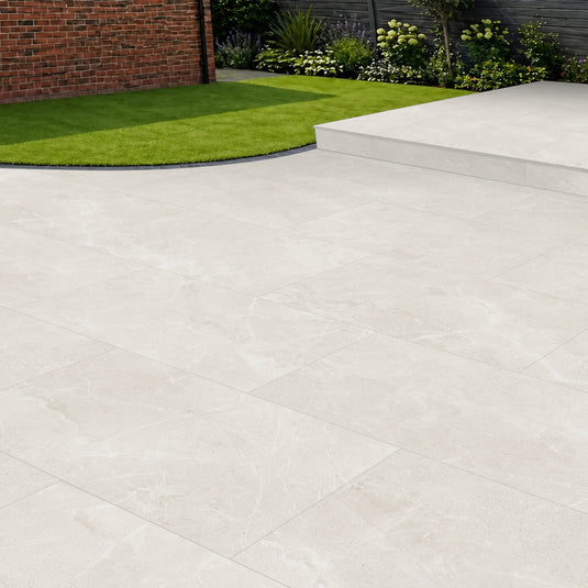 Mona - White Porcelain Paving Tiles - 1200 x 600 x 20mm