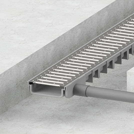 Principal Groundwork - Drainage Channel - Muffle Channel Shallow - PVC Grey - 1000mm