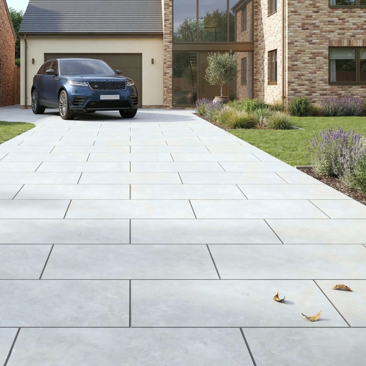 Quartz - White Porcelain Paving Tiles - 1200 x 600 x 20mm