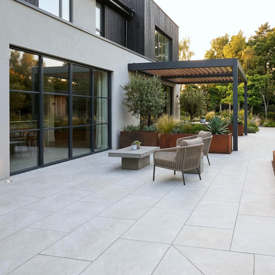 Quartz - White Porcelain Paving Tiles - 1200 x 600 x 20mm
