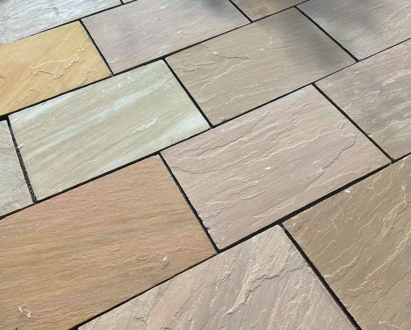 Load image into Gallery viewer, Raj Green Indian Sandstone Paving - 900 x 600 x 22mm - Hand Cut &amp; Riven
