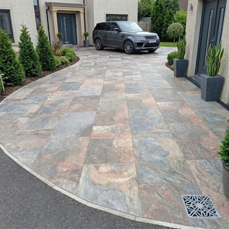 Load image into Gallery viewer, Rustic Slate - Grey Porcelain Paving Tiles - 900 x 600 x 20mm
