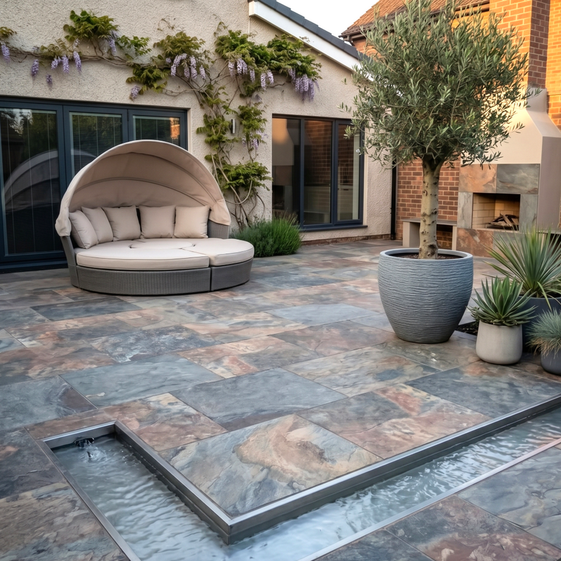 Load image into Gallery viewer, Rustic Slate - Grey Porcelain Paving Tiles - 900 x 600 x 20mm
