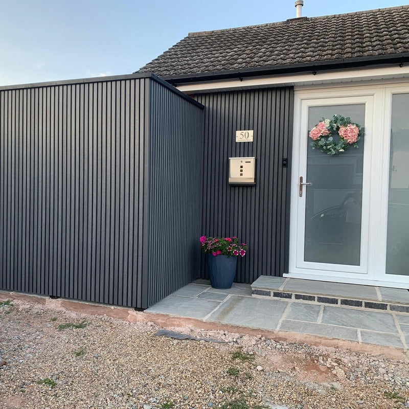 Load image into Gallery viewer, Slatted Stone - Grey Composite Cladding - End Piece - 2200 x 49.25 x 49.25 mm
