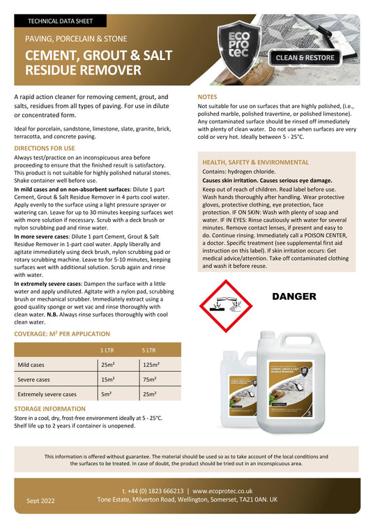 LTP Ecoprotec Cement, Grout & Salt Residue Remover - 1L