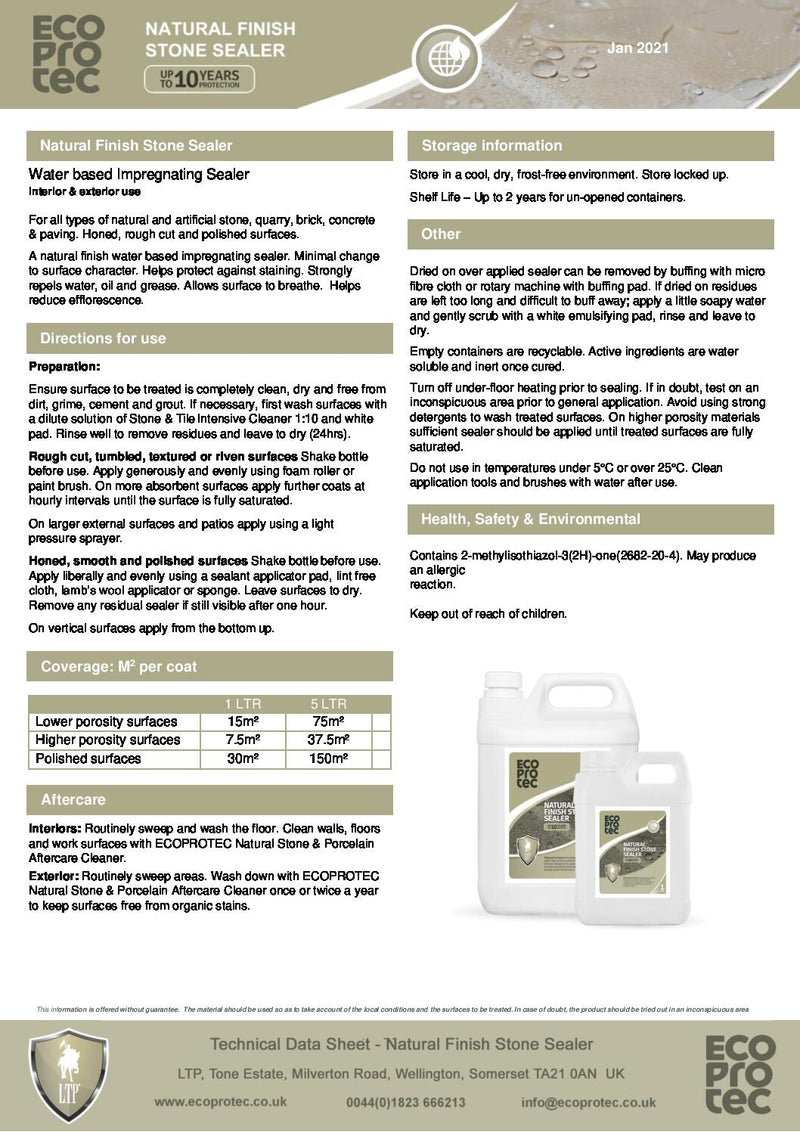 Load image into Gallery viewer, LTP Ecoprotec Natural Finish Stone Sealer - 1L
